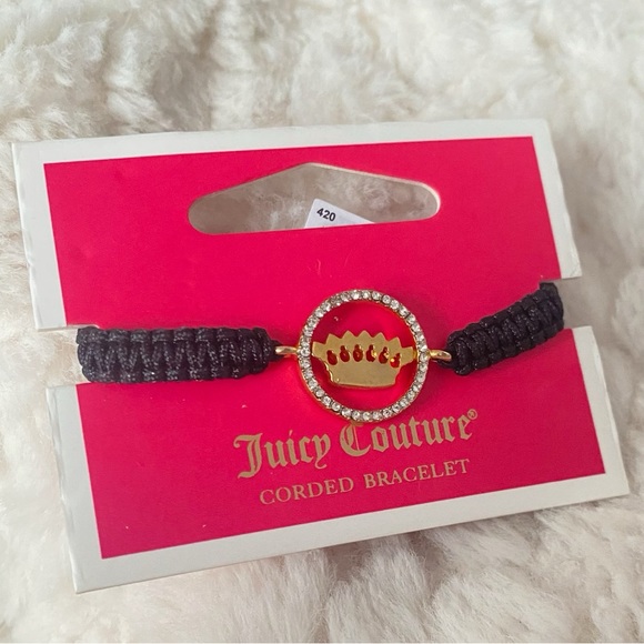 Juicy Couture Black Rope Gold Tone Crown Friendship Adjustable Bracelet NWT - Picture 5 of 11